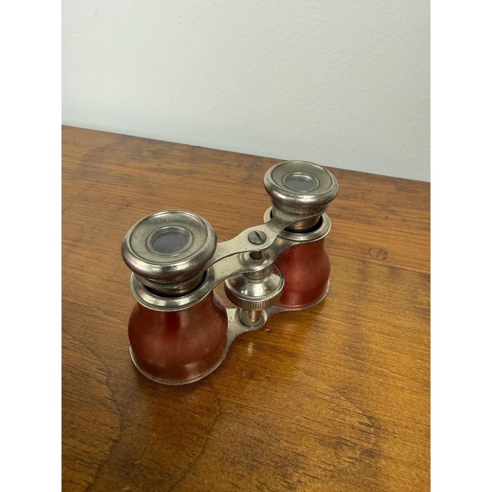 Vintage Red Russet & Silver Opera Glasses Theater Binoculars Steampunk Style